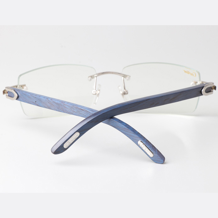 Cartier CT_3524012 Blue Arm Eyeglasses Silver - FashionPlug