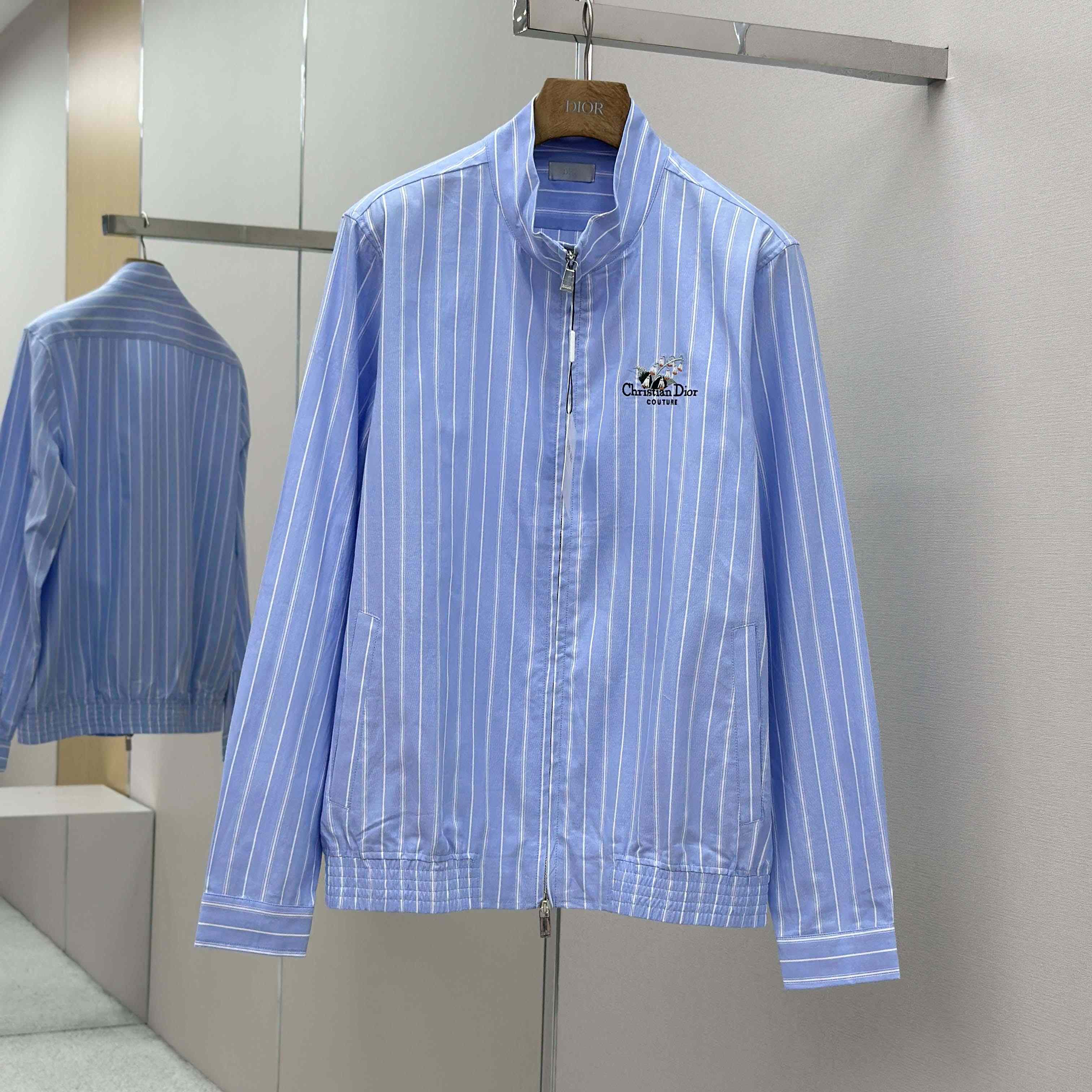 Christian Dior Zipped Shirt With Christian Dior Couture Lily Of The Valley Embroidery - FashionPlug
