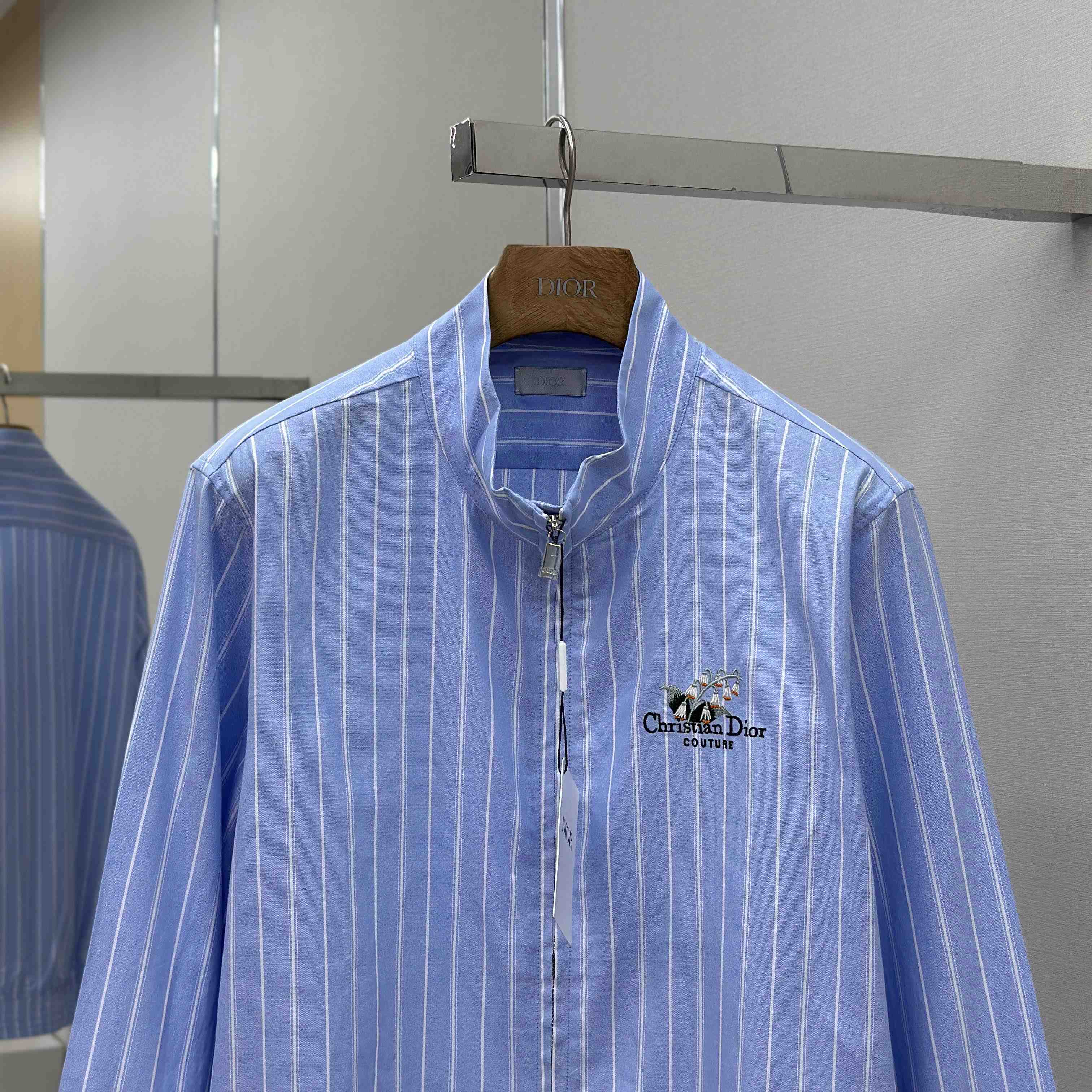 Christian Dior Zipped Shirt With Christian Dior Couture Lily Of The Valley Embroidery - FashionPlug