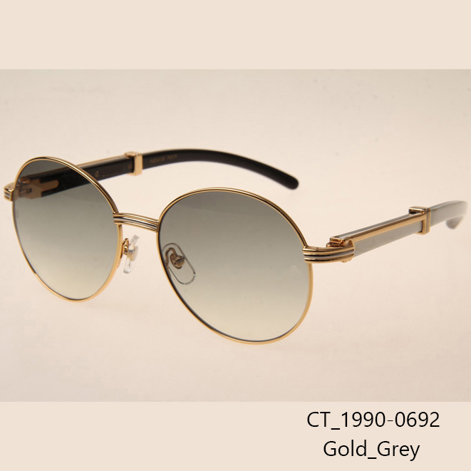 Cartier CT1990-0692 White Mix Black Buffalo Sunglasses In Gold Grey - FashionPlug