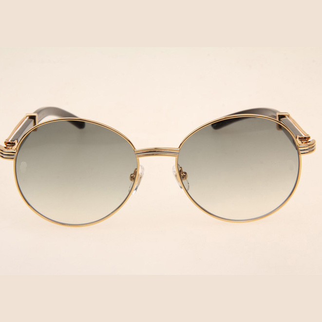 Cartier CT1990-0692 White Mix Black Buffalo Sunglasses In Gold Grey - FashionPlug