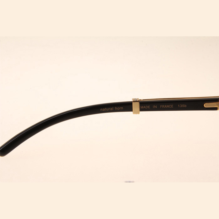 Cartier CT1990-0692 White Mix Black Buffalo Sunglasses In Gold Grey - FashionPlug