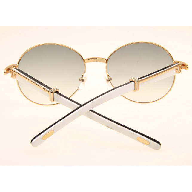 Cartier CT1990-0692 White Mix Black Buffalo Sunglasses In Gold Grey - FashionPlug