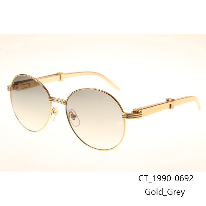Cartier CT1990-0692 Gold Stainless Steel Sunglasses In Gold Grey - FashionPlug