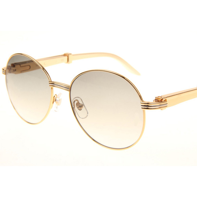Cartier CT1990-0692 Gold Stainless Steel Sunglasses In Gold Grey - FashionPlug