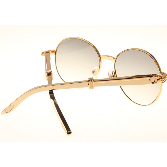 Cartier CT1990-0692 Gold Stainless Steel Sunglasses In Gold Grey - FashionPlug