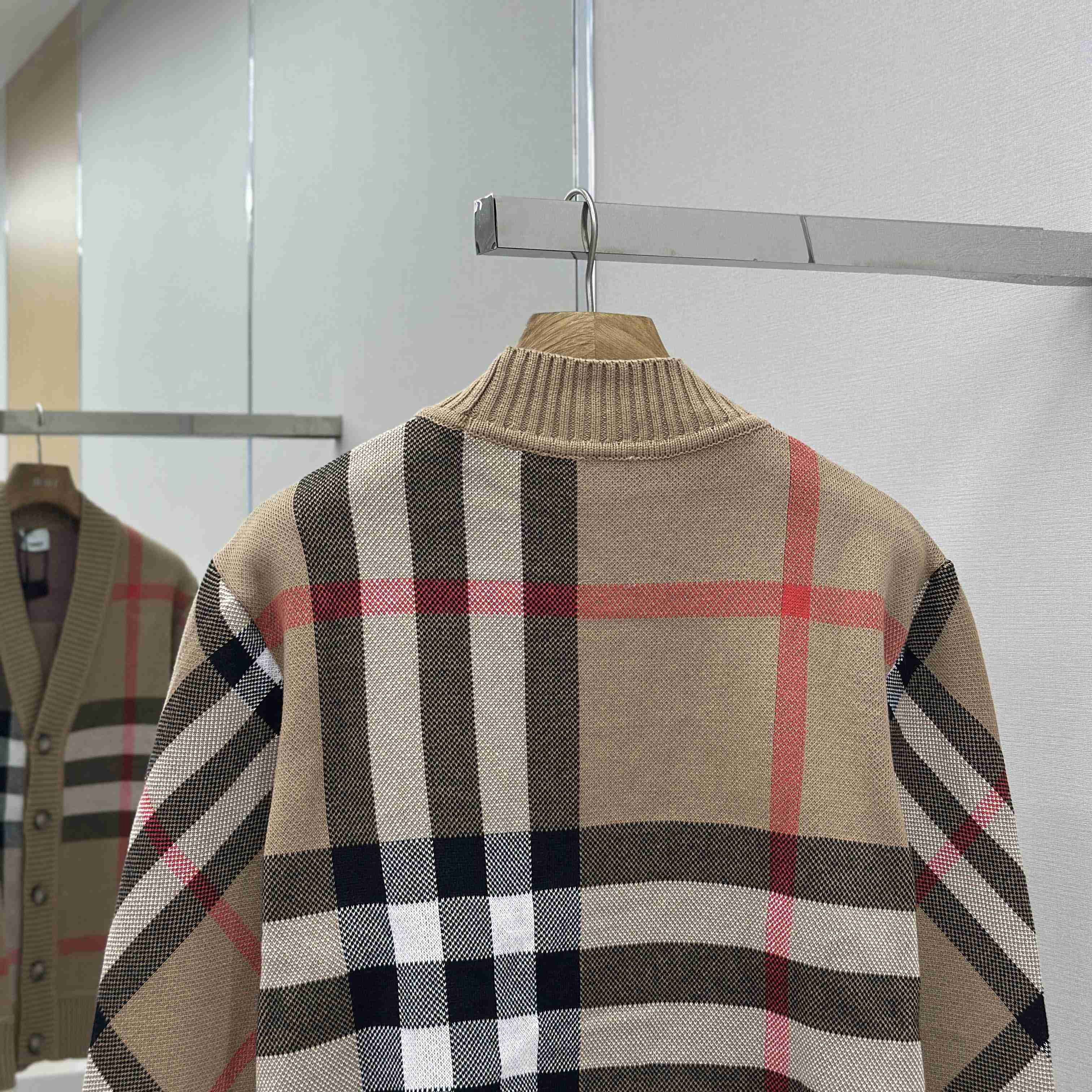 Burberry Check Wool Blend Cardigan - FashionPlug