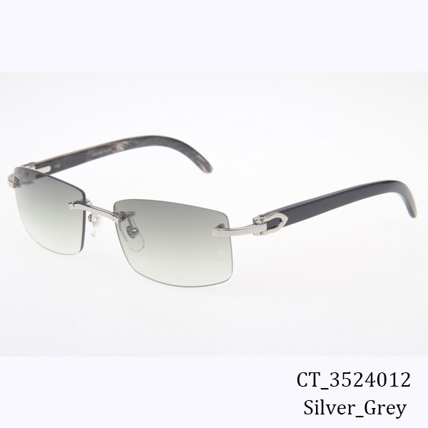 Cartier CT_3524012 Black Buffalo Sunglasses In Silver Grey - FashionPlug