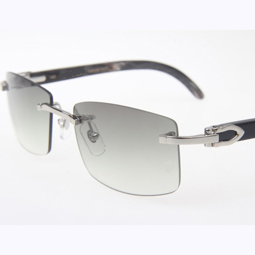 Cartier CT_3524012 Black Buffalo Sunglasses In Silver Grey - FashionPlug