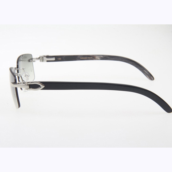 Cartier CT_3524012 Black Buffalo Sunglasses In Silver Grey - FashionPlug