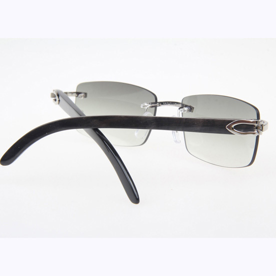 Cartier CT_3524012 Black Buffalo Sunglasses In Silver Grey - FashionPlug
