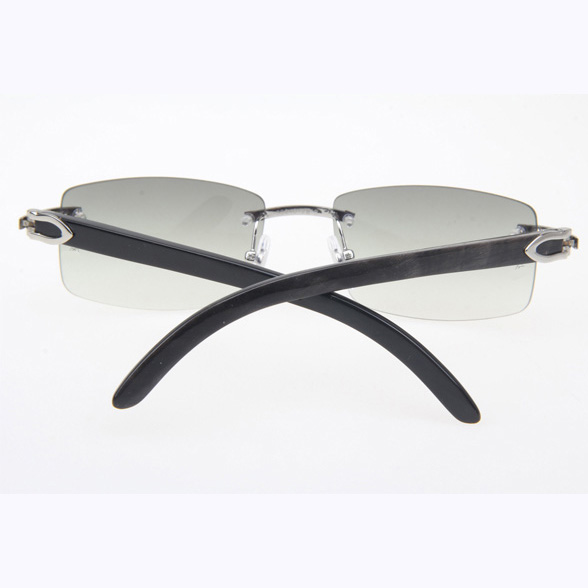 Cartier CT_3524012 Black Buffalo Sunglasses In Silver Grey - FashionPlug