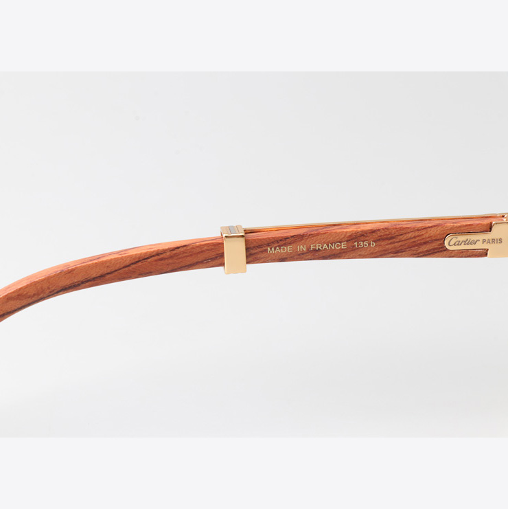 Cartier CT1990-0692 Wood Sunglasses Gold Gradient Brown - FashionPlug