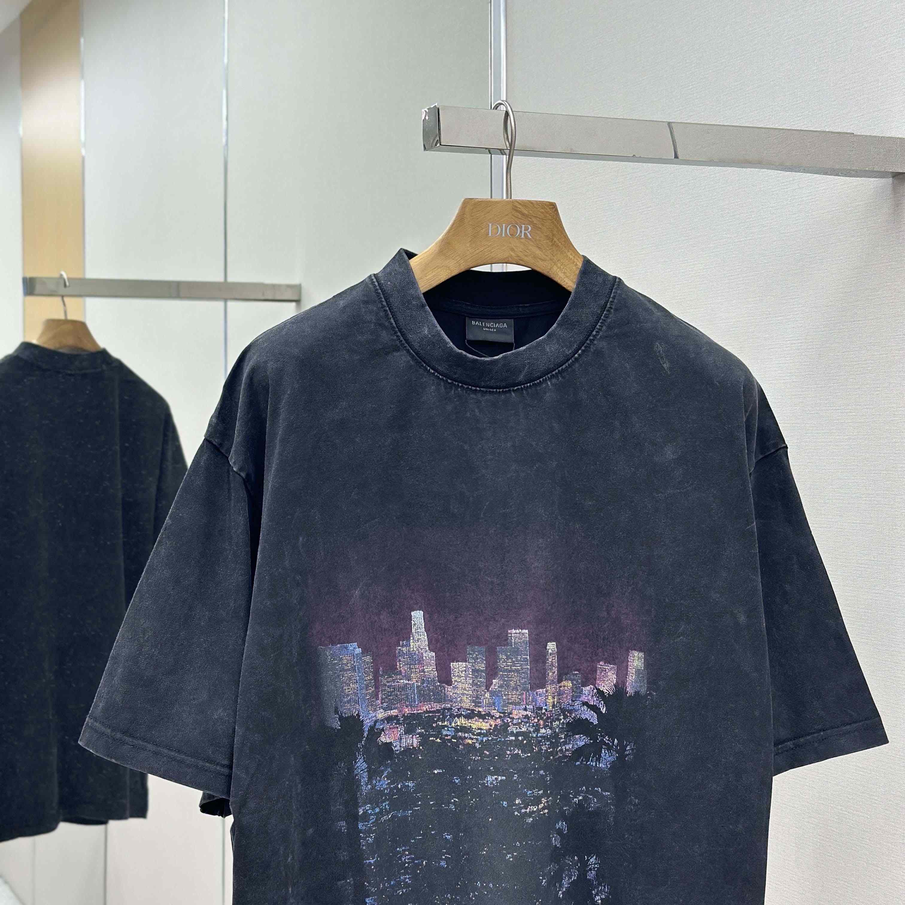 Balenciaga Taped Balenciaga Back T-Shirt Medium Fit in heather grey dry jersey - FashionPlug