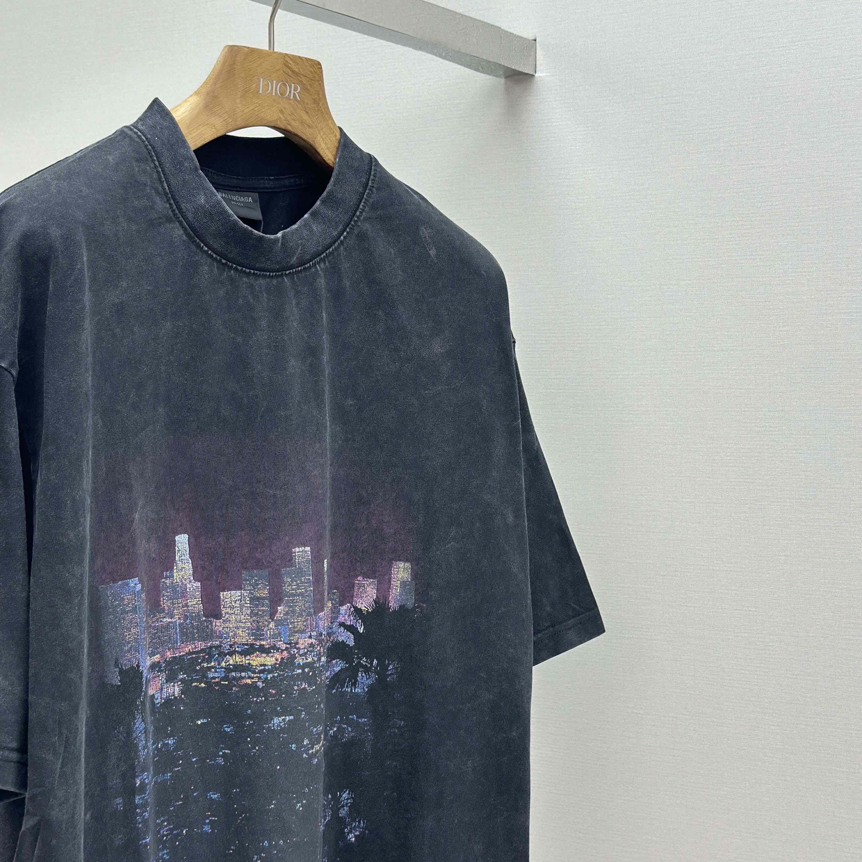 Balenciaga Taped Balenciaga Back T-Shirt Medium Fit in heather grey dry jersey - FashionPlug