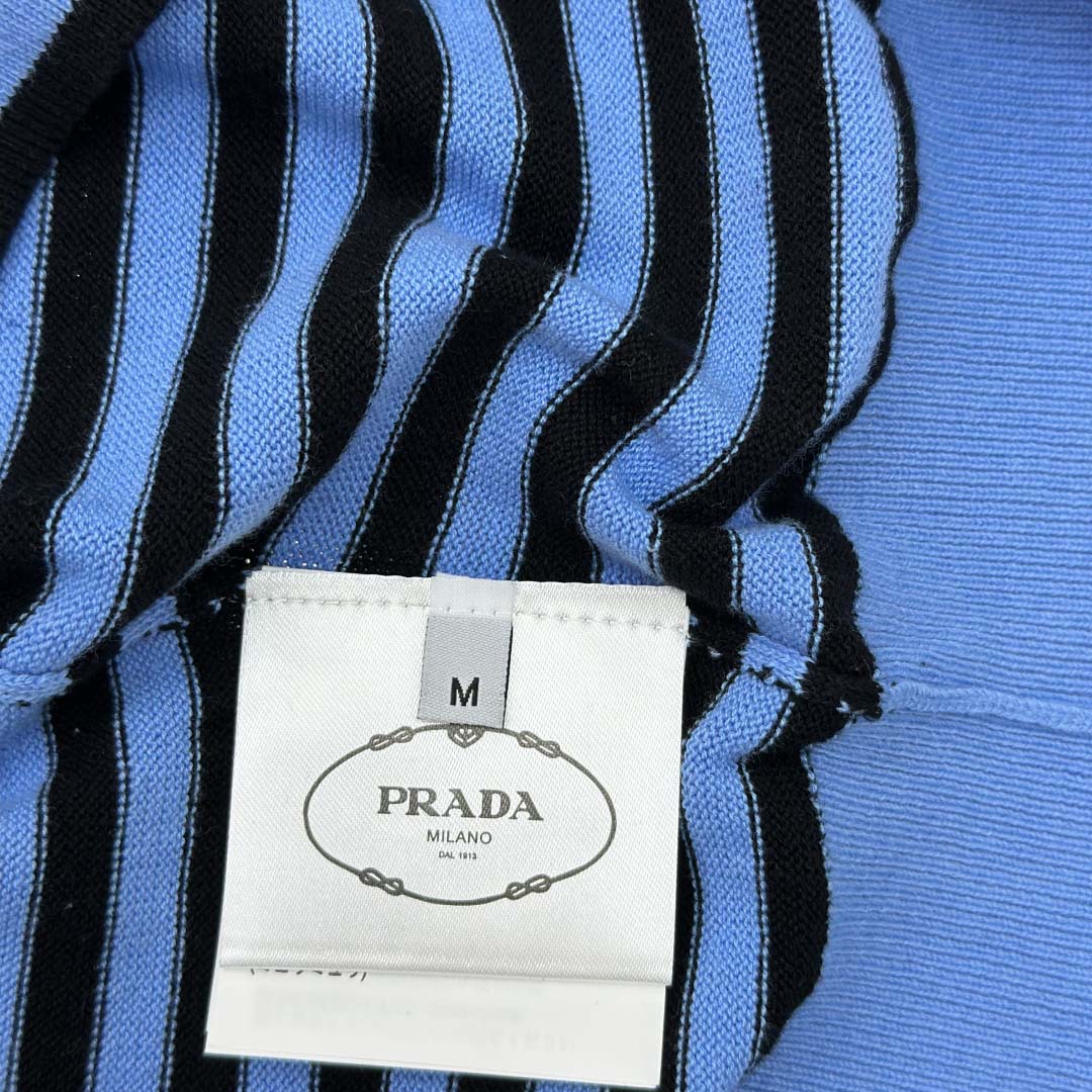 Prada Striped Cotton Polo Shirt - FashionPlug