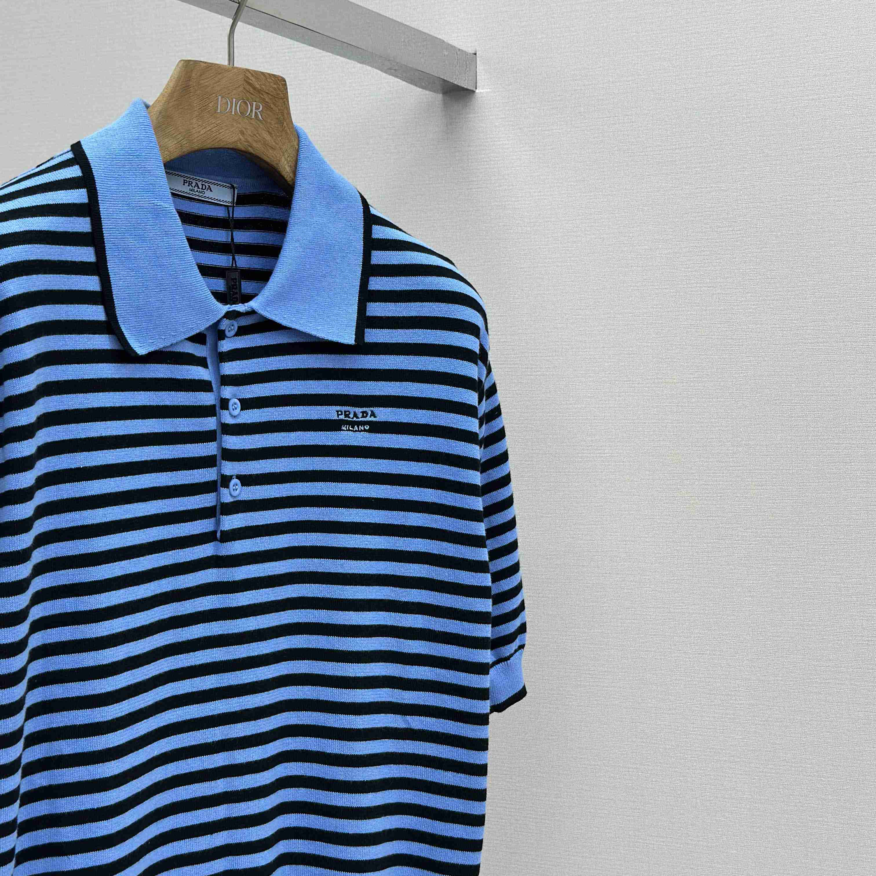 Prada Striped Cotton Polo Shirt - FashionPlug