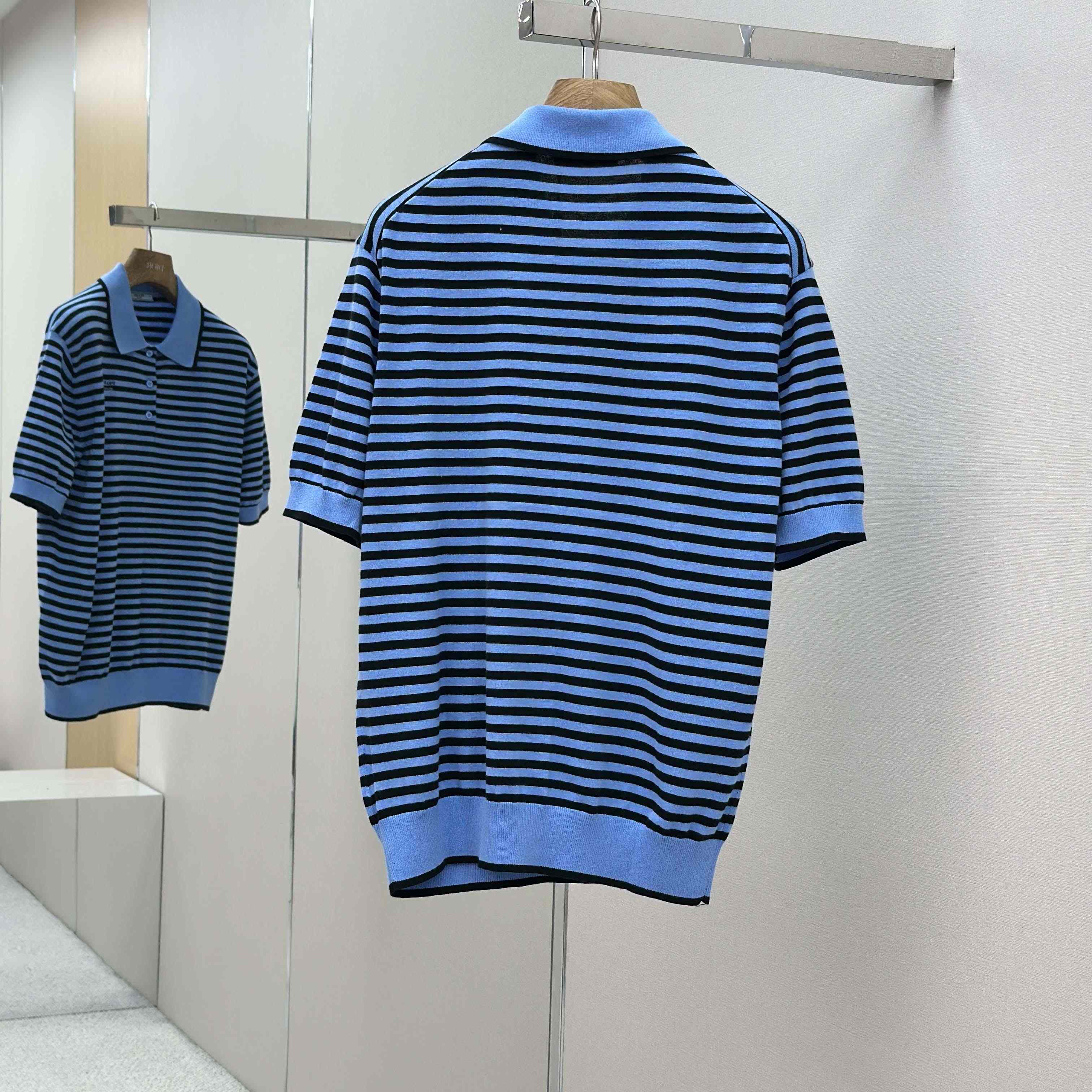 Prada Striped Cotton Polo Shirt - FashionPlug