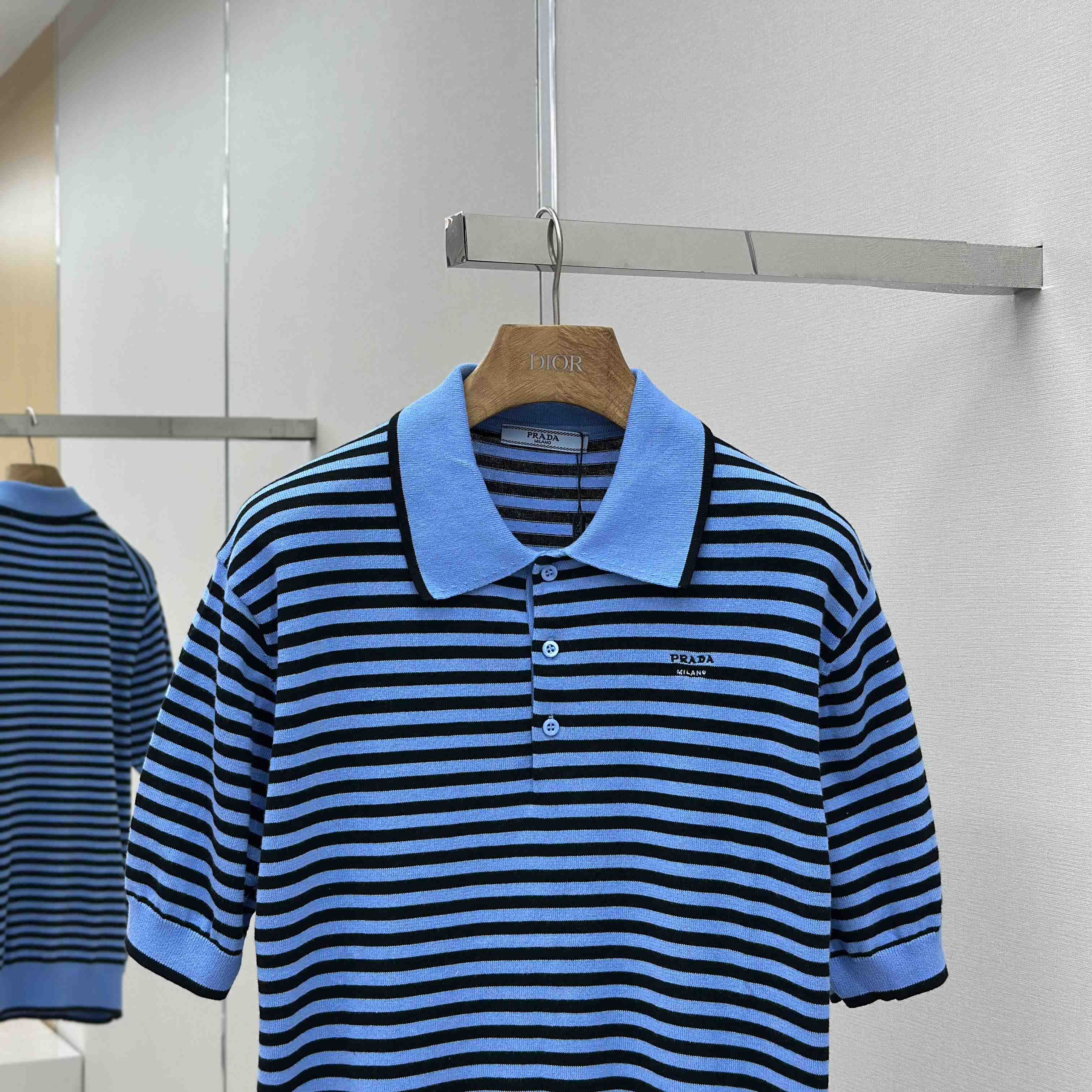 Prada Striped Cotton Polo Shirt - FashionPlug