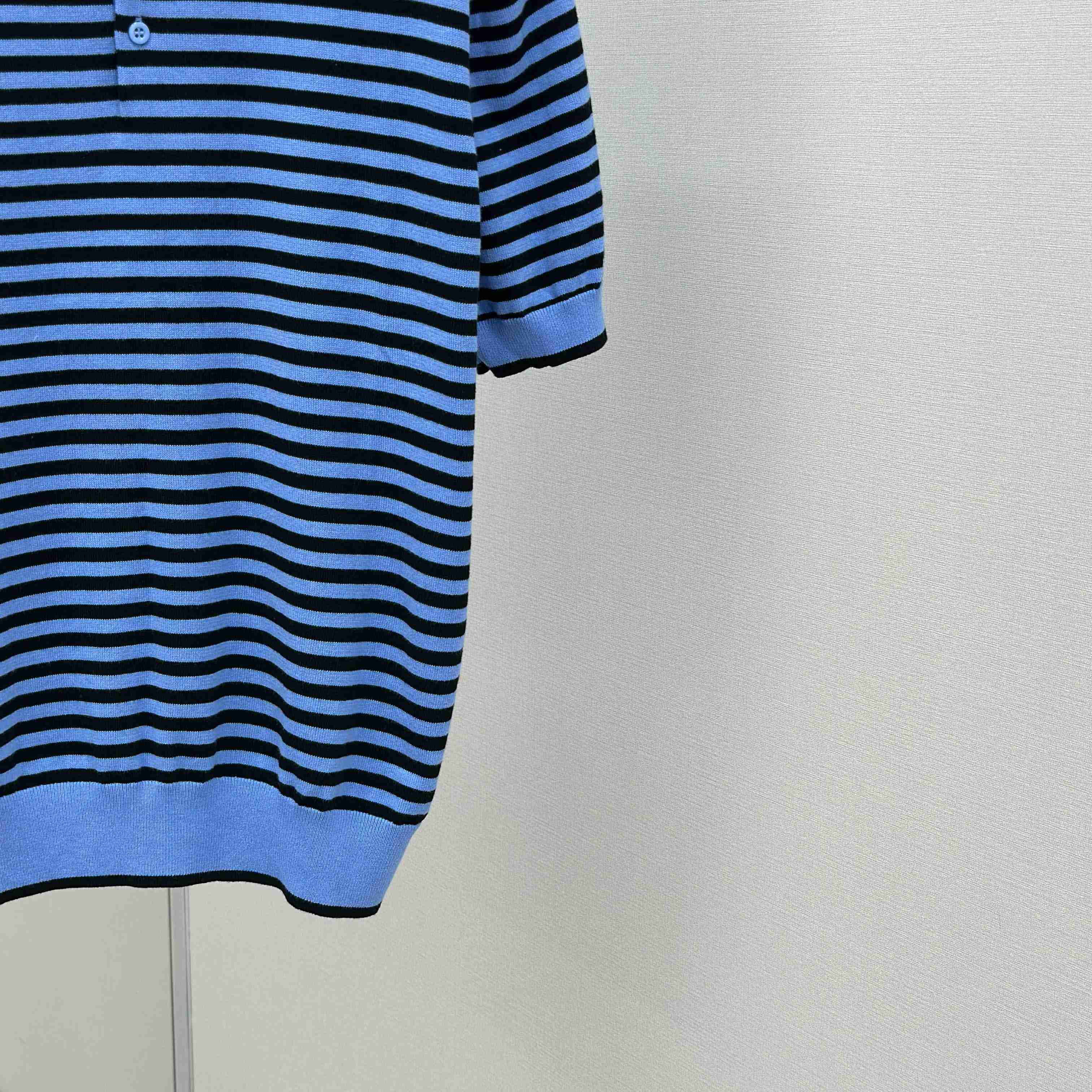 Prada Striped Cotton Polo Shirt - FashionPlug
