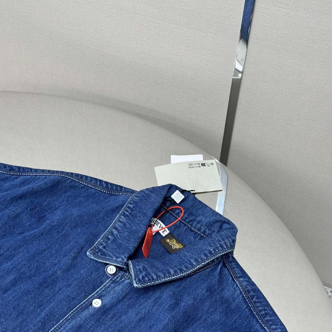 Loewe Short Sleeve Shirt In Denim - FashionPlug