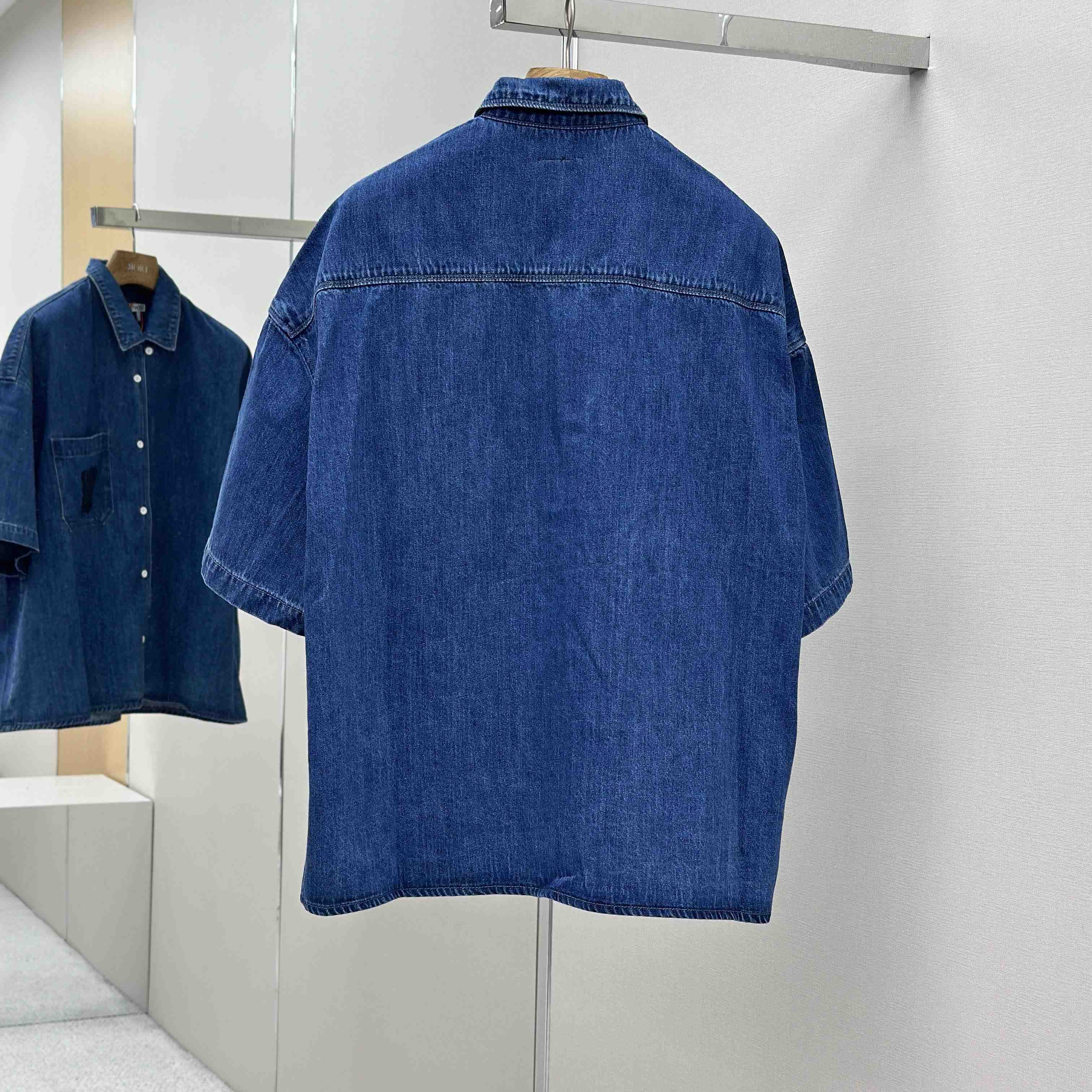 Loewe Short Sleeve Shirt In Denim - FashionPlug