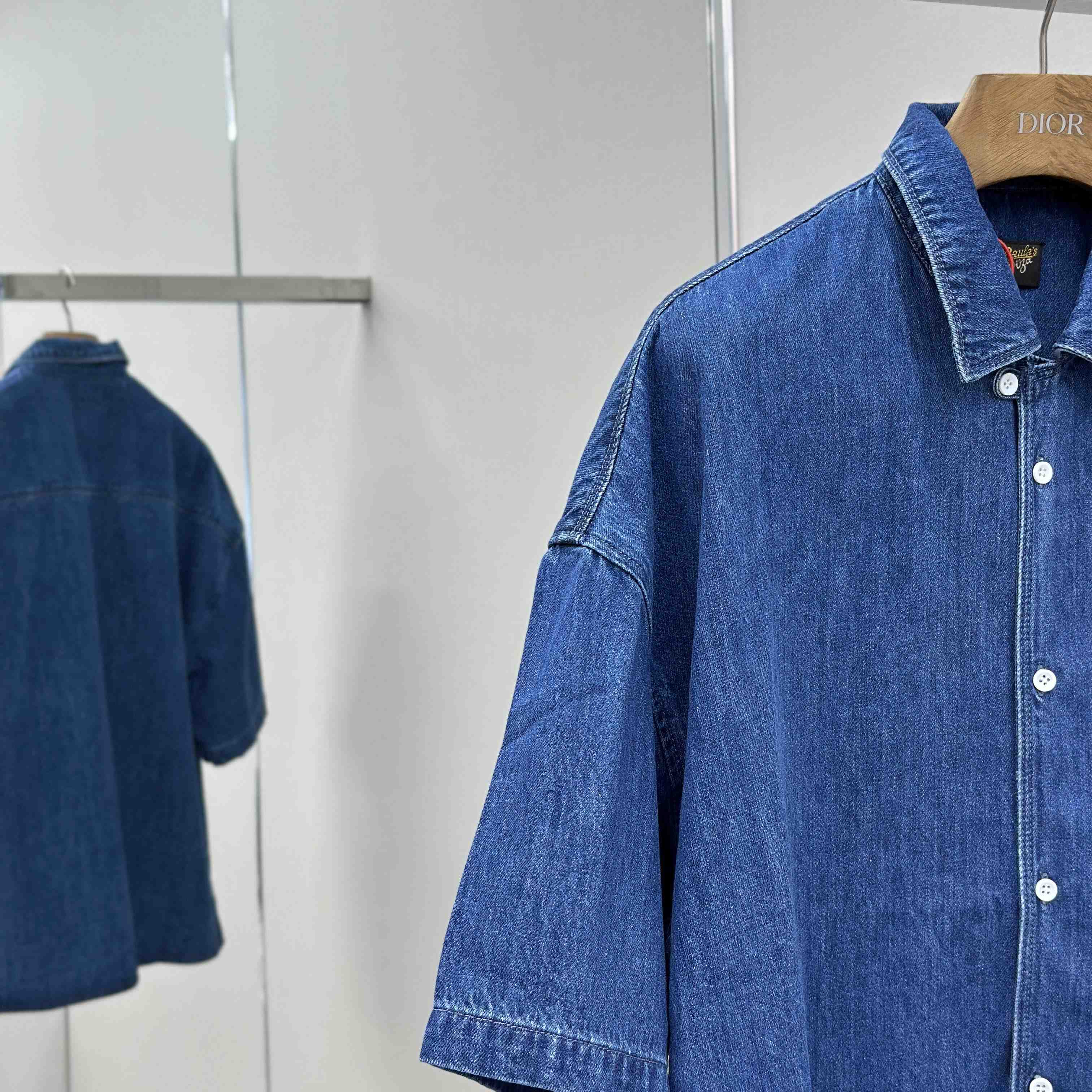 Loewe Short Sleeve Shirt In Denim - FashionPlug