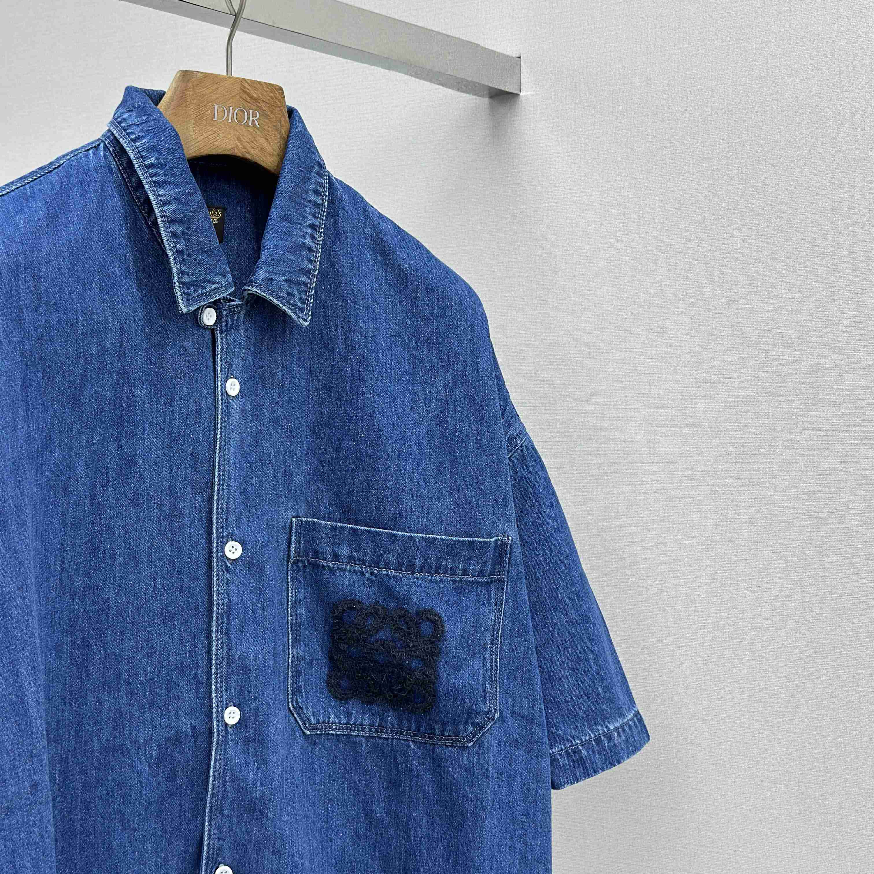 Loewe Short Sleeve Shirt In Denim - FashionPlug