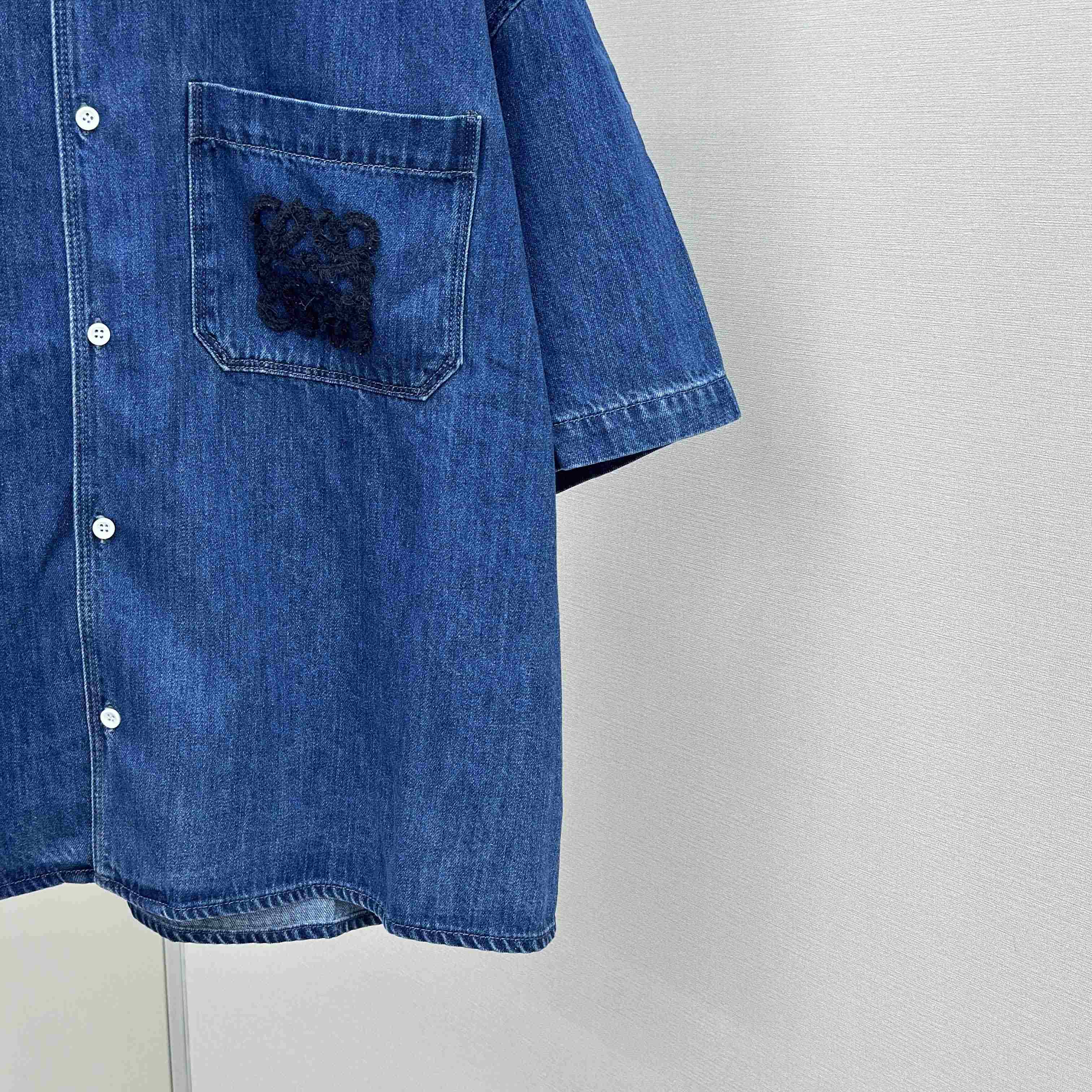 Loewe Short Sleeve Shirt In Denim - FashionPlug
