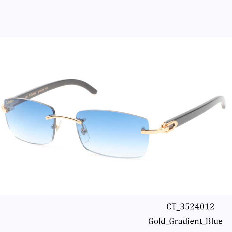 Cartier CT_3524012 Black Buffalo Sunglasses In Gold Gradient Blue - FashionPlug
