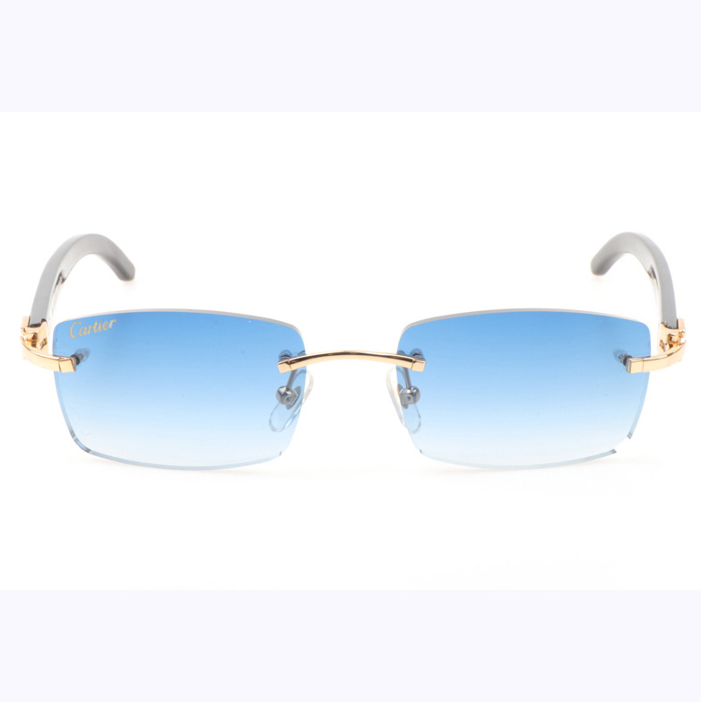 Cartier CT_3524012 Black Buffalo Sunglasses In Gold Gradient Blue - FashionPlug
