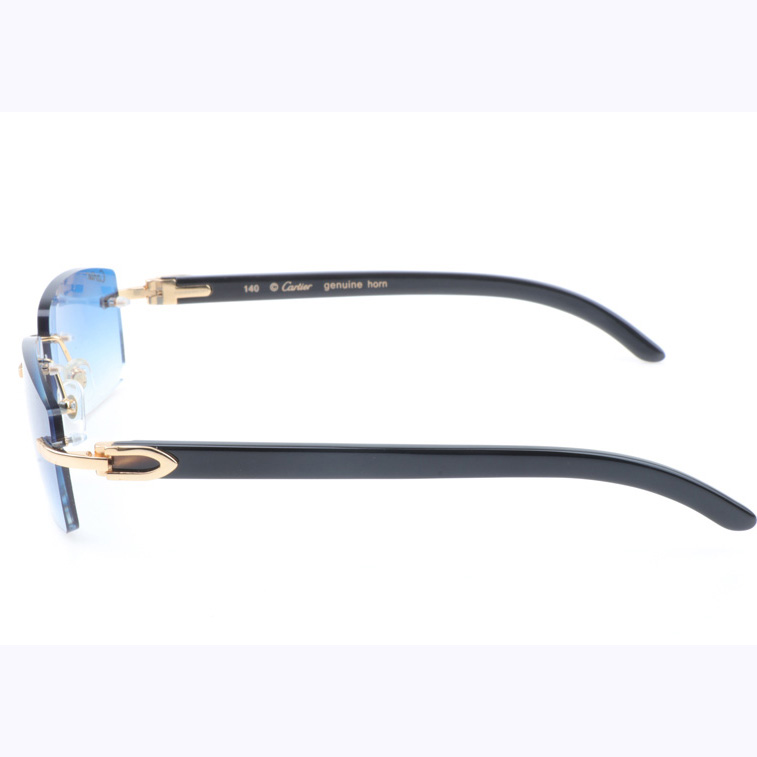 Cartier CT_3524012 Black Buffalo Sunglasses In Gold Gradient Blue - FashionPlug