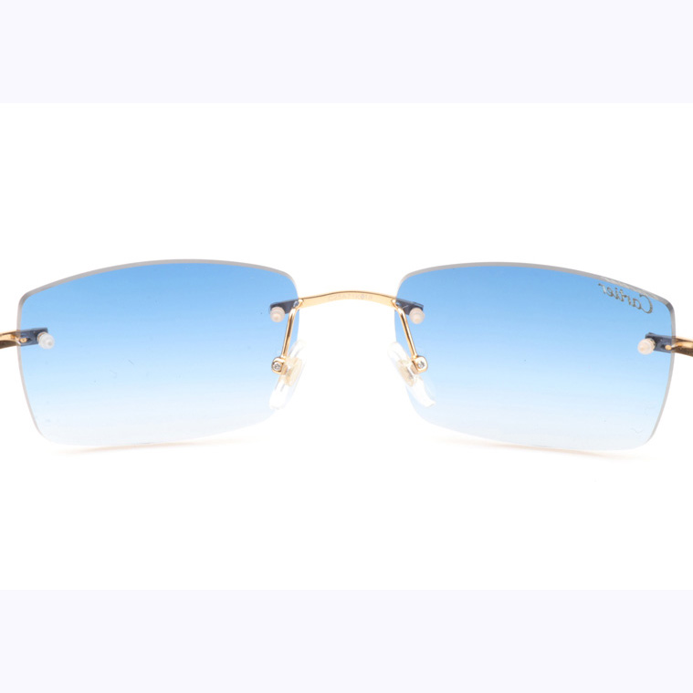 Cartier CT_3524012 Black Buffalo Sunglasses In Gold Gradient Blue - FashionPlug