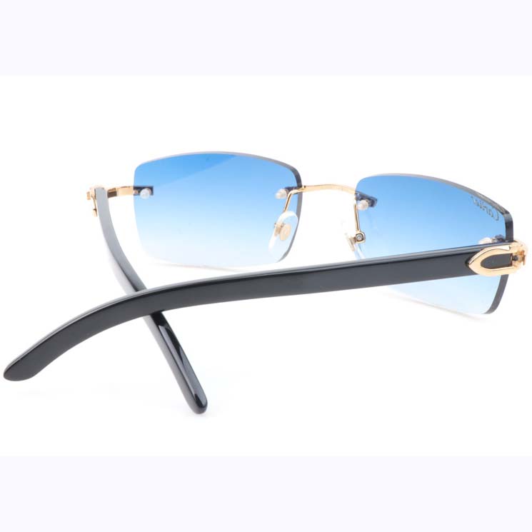 Cartier CT_3524012 Black Buffalo Sunglasses In Gold Gradient Blue - FashionPlug