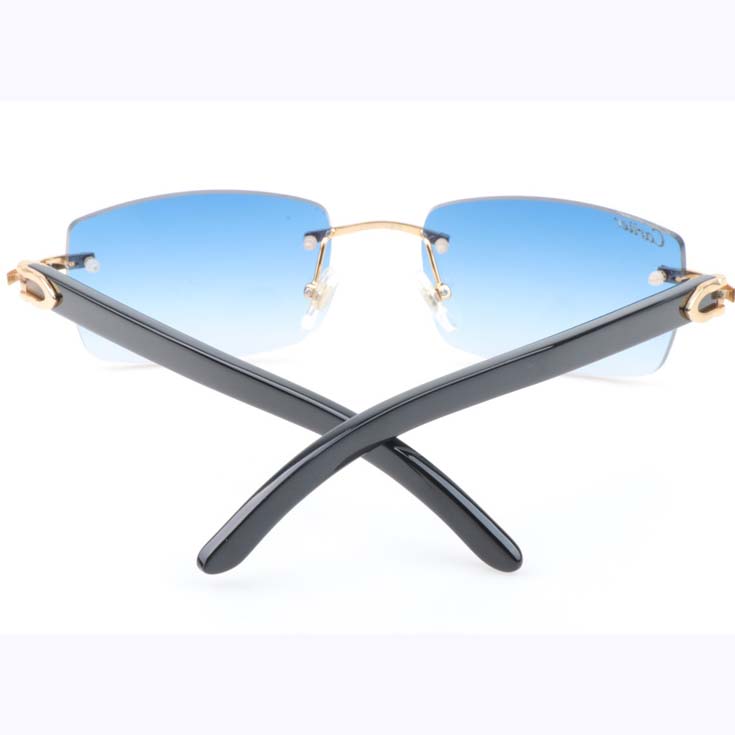 Cartier CT_3524012 Black Buffalo Sunglasses In Gold Gradient Blue - FashionPlug