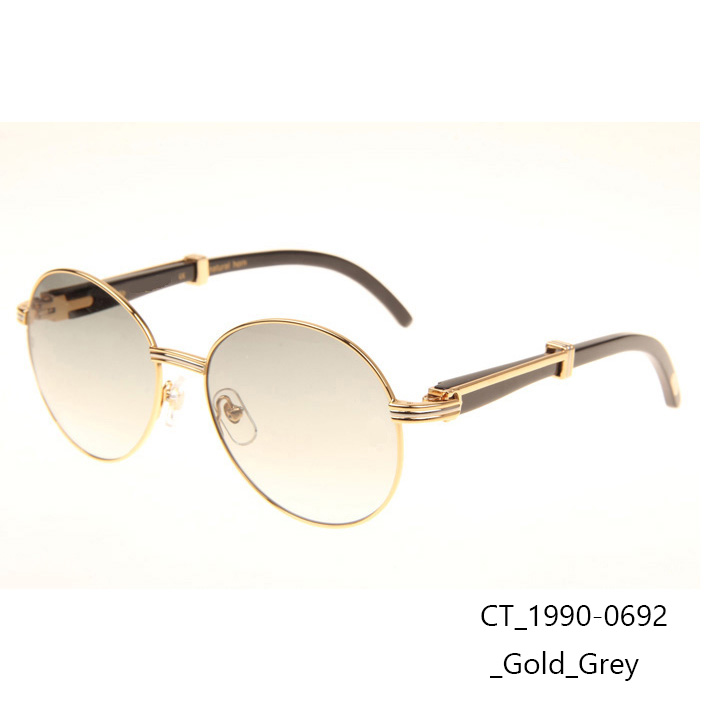 Cartier CT1990-0692 Black Buffalo Sunglasses In Gold Grey - FashionPlug