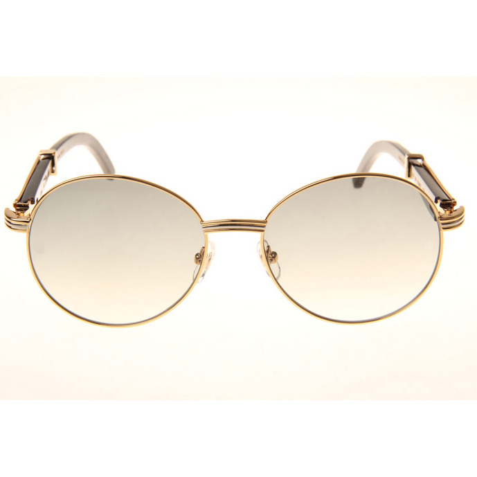 Cartier CT1990-0692 Black Buffalo Sunglasses In Gold Grey - FashionPlug
