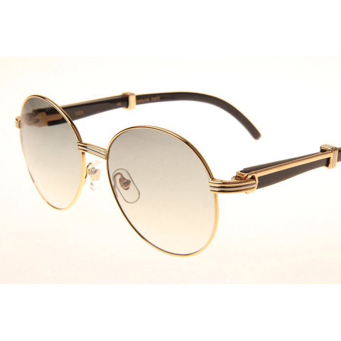 Cartier CT1990-0692 Black Buffalo Sunglasses In Gold Grey - FashionPlug