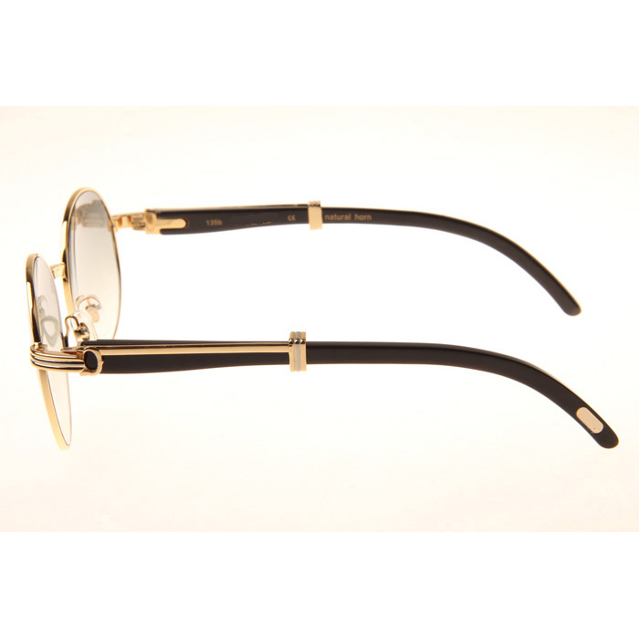 Cartier CT1990-0692 Black Buffalo Sunglasses In Gold Grey - FashionPlug