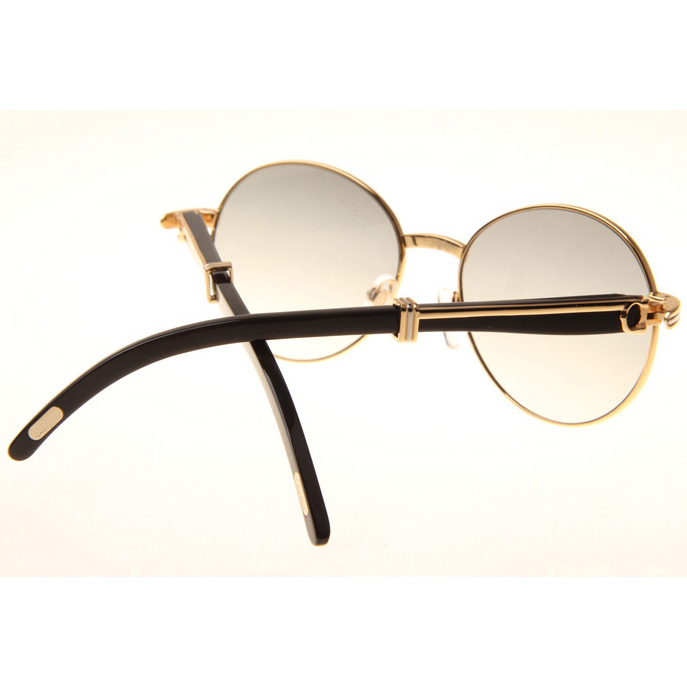 Cartier CT1990-0692 Black Buffalo Sunglasses In Gold Grey - FashionPlug