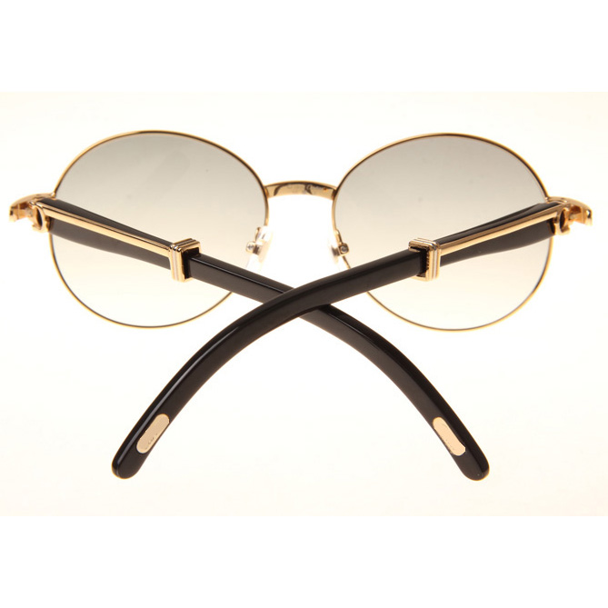 Cartier CT1990-0692 Black Buffalo Sunglasses In Gold Grey - FashionPlug