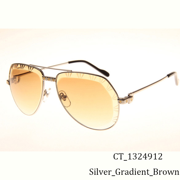 Cartier CT 1324912 Cut Lens Sunglasses In Silver Gradient Brown - FashionPlug