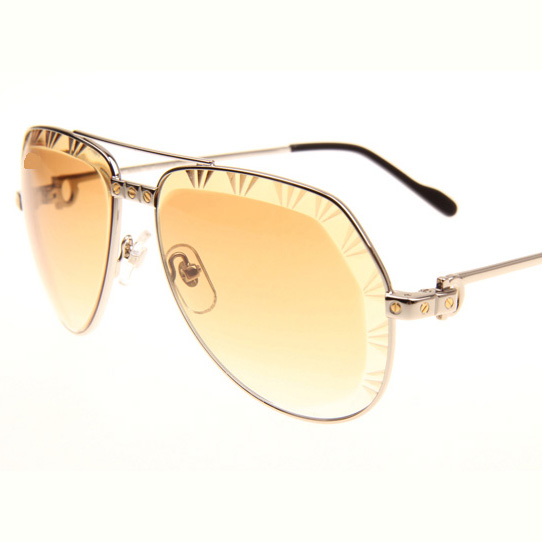 Cartier CT 1324912 Cut Lens Sunglasses In Silver Gradient Brown - FashionPlug