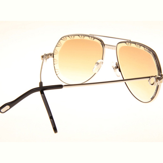 Cartier CT 1324912 Cut Lens Sunglasses In Silver Gradient Brown - FashionPlug