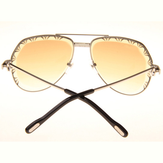 Cartier CT 1324912 Cut Lens Sunglasses In Silver Gradient Brown - FashionPlug