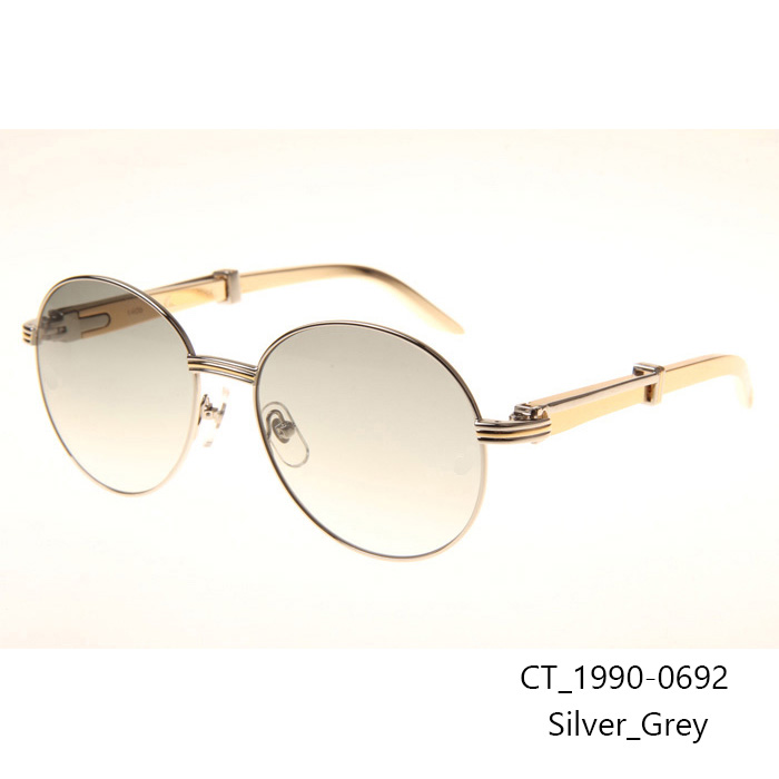 Cartier CT1990-0692 Gold Stainless Steel Sunglasses In Silver Grey - FashionPlug