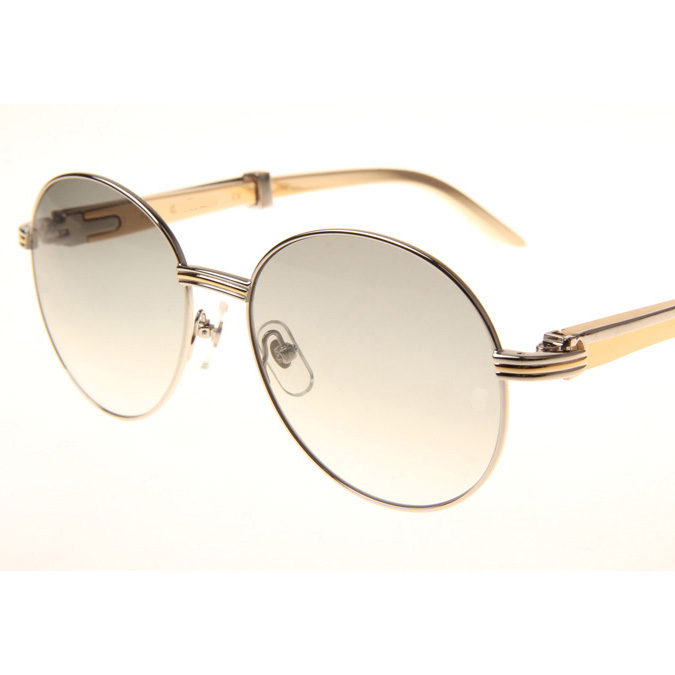 Cartier CT1990-0692 Gold Stainless Steel Sunglasses In Silver Grey - FashionPlug