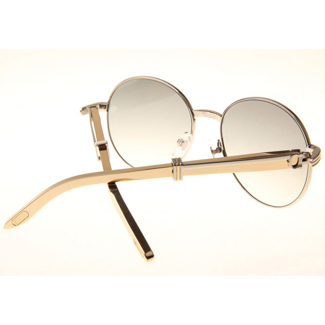 Cartier CT1990-0692 Gold Stainless Steel Sunglasses In Silver Grey - FashionPlug