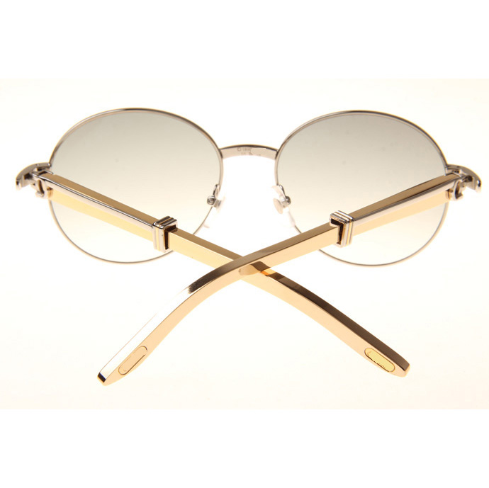 Cartier CT1990-0692 Gold Stainless Steel Sunglasses In Silver Grey - FashionPlug