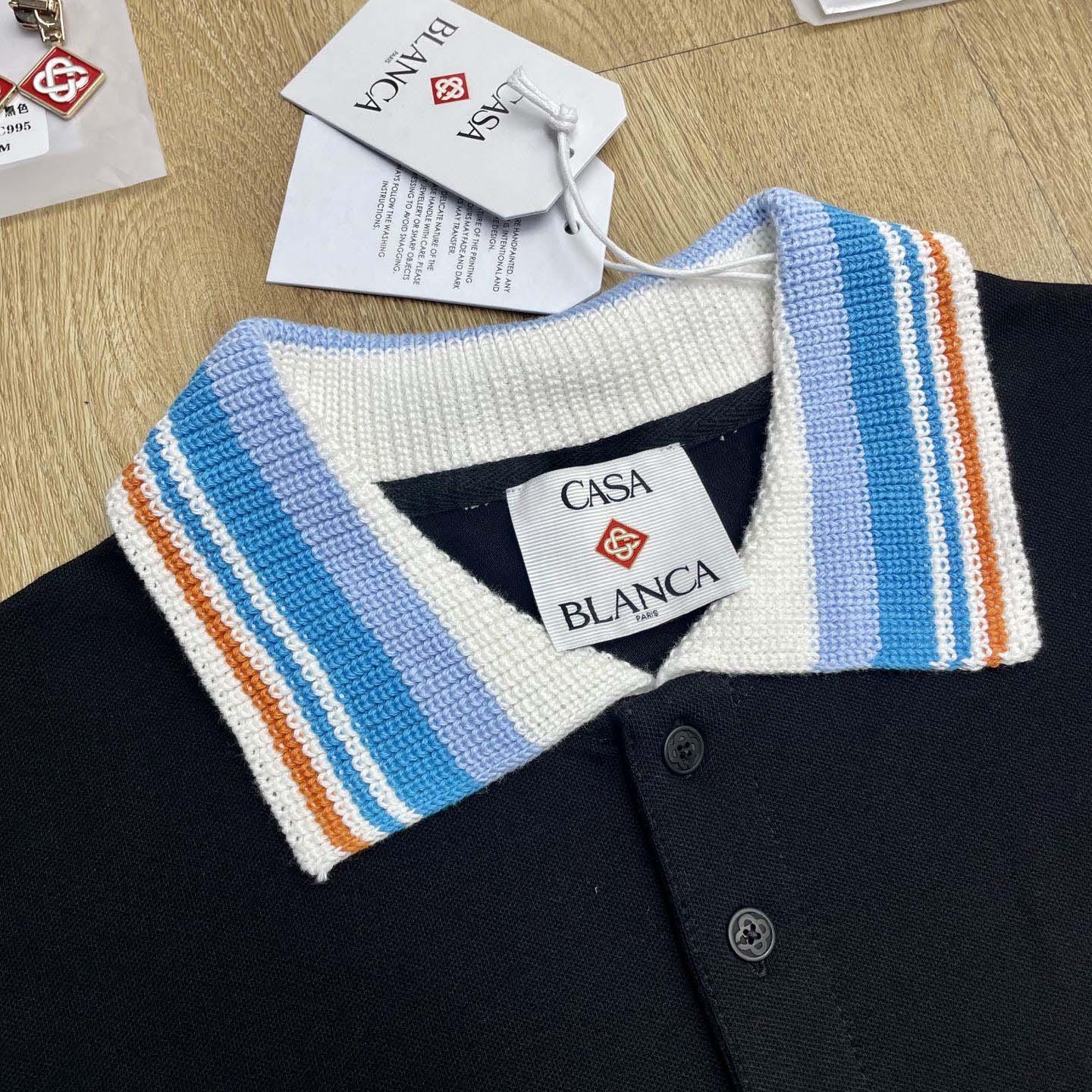 Casablanca Organic-cotton Polo Shirt   c1051 - FashionPlug